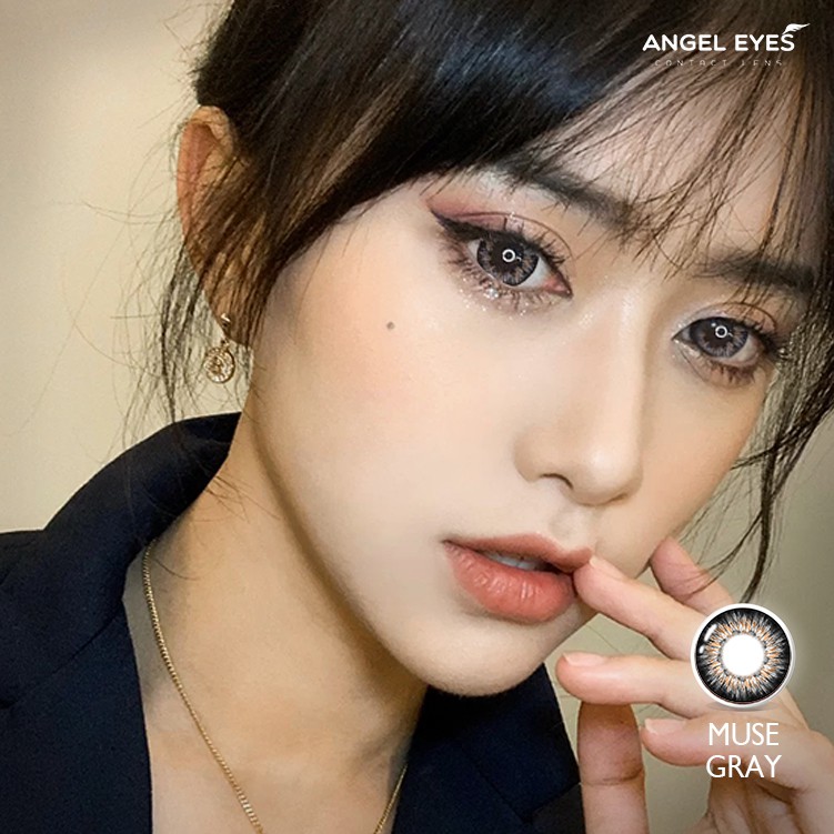 Kính áp tròng Muse màu xám/nâu hiệu Angel Eyes - Đường kính 14.5mm - Không độ