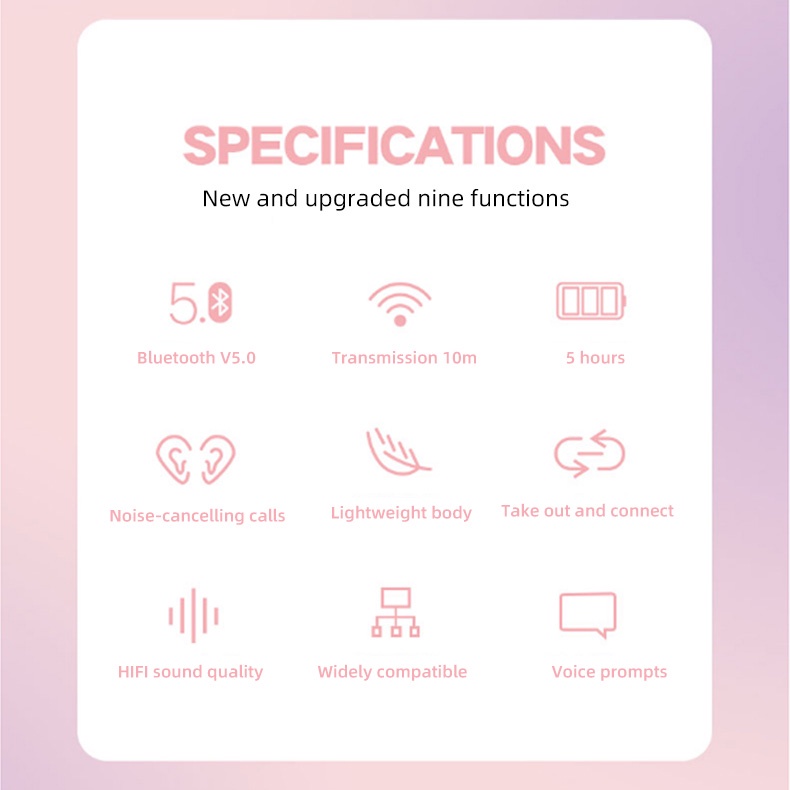 Tai nghe Bluetooth 5.0 DISNEY nhét tai không dây âm thanh nổi không thấm nước có thể gọi điện pin dài