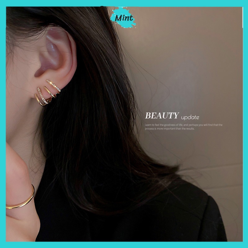 Bông Tai ❤️KHÔNG GÂY DỊ ỨNG❤️ Khuyên Tai Hình Răng Cưa Đính Đá Sang Chảnh Phong Cách Hàn Quốc