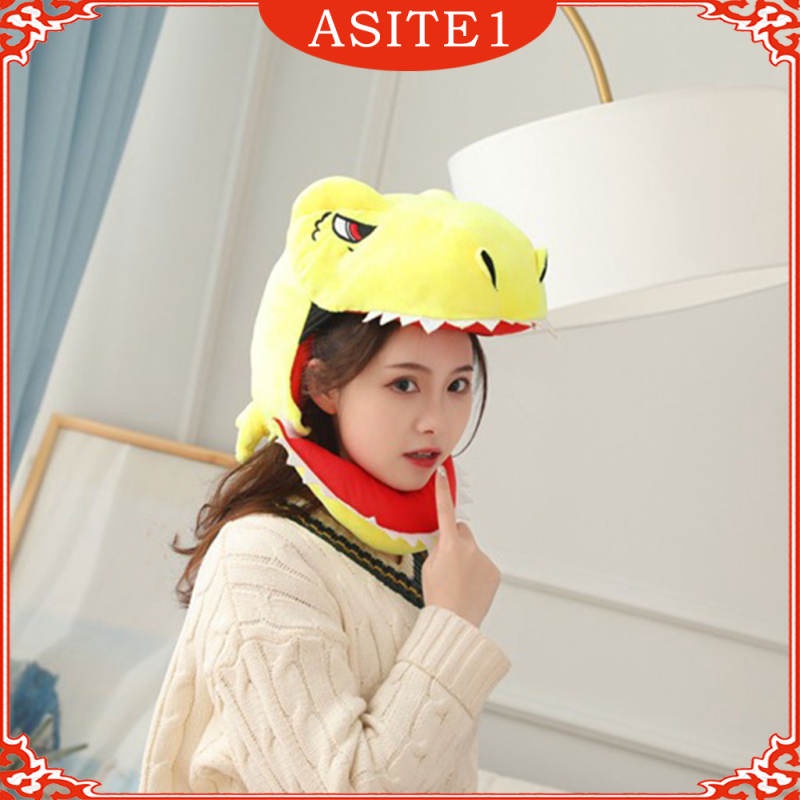 Mũ đội đầu hình khủng long nhồi bông bằng cotton PP dễ thương cho trẻ em và người lớn