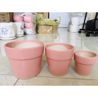 Chậu men sứ Bát Tràng ( mẫu xô 3 size)