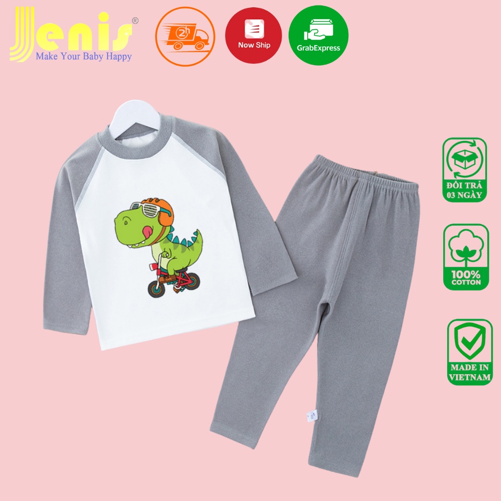 Quần áo trẻ em thu đông JENIS , Chính hãng dài tay đồ bộ bé trai bé gái cotton cao cấp JVM16