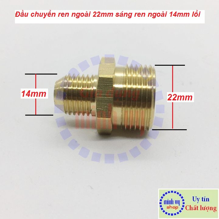 Khớp chuyển - đầu chuyển - ren ngoài 22mm sang ren ngoài 14mm lồi - phụ kiện máy rửa xe