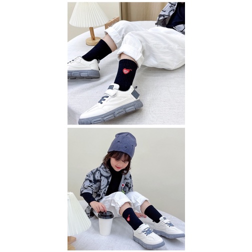 Tất Vớ Trẻ Em Hàn Quốc, Tất Thể Thao Cao Cấp Cổ Cao Thêu Thủ Công Trái Tim Đỏ Cho Bé Trai Bé Gái Từ 3 - 12 tuổi