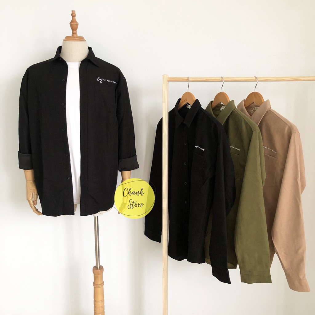 Áo Sơ Mi Flannel Nhung (Ảnh Thật) Dài Tay Boujour Mon Amour | BigBuy360 - bigbuy360.vn