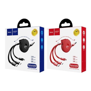 Cáp sạc hoco u50 3 trong 1, sạc nhanh, dây kéo ra thu vào tiện lợi, chất liệu abs, hợp kim nhôm.