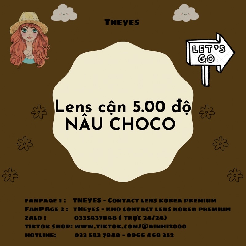 Kính Áp Tròng Choco cận 5.00 độ TNEYES