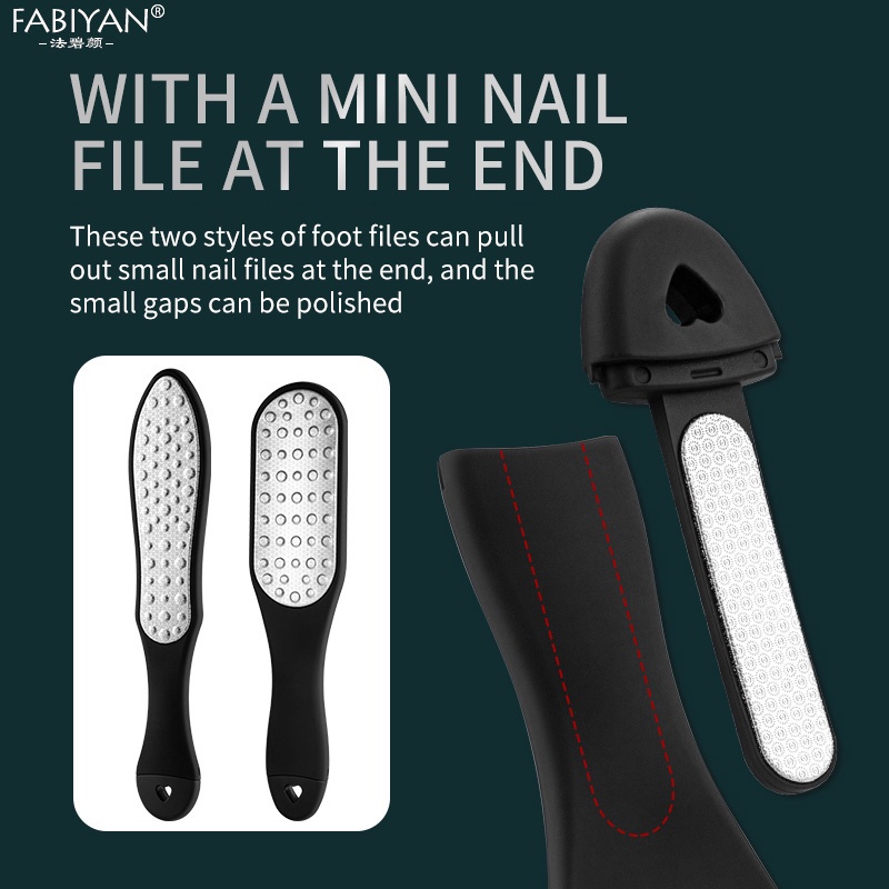 Cây chà gót chân inox 430 FABIYAN Dụng Cụ Chà Gót Chân Tẩy Tế Bào Chết Hai Mặt Bằng Thép Không Gỉ Chất Lượng Cao