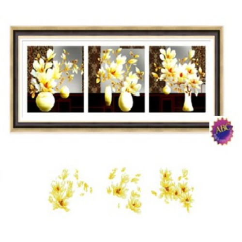 Tranh đính đá bình hoa lan