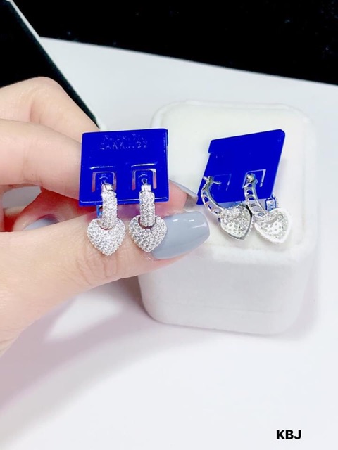 BÔNG TAI MẶT TIM ĐÁ SANG CHẢNH - BÔNG TAI BẠC S925 KHOEN BẤM