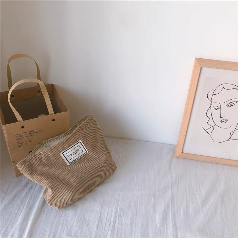 Túi Vải Canvas Đựng Đồ Trang Điểm Màu Sắc Xinh Xắn