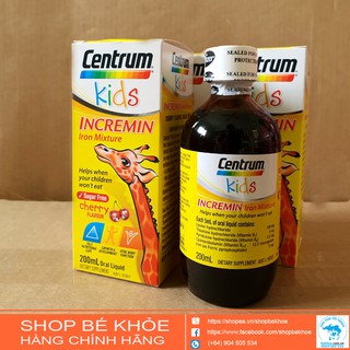Siro Cho Trẻ Biếng Ăn Centrum Kids Incremin Iron Mixture Của Úc 200ml