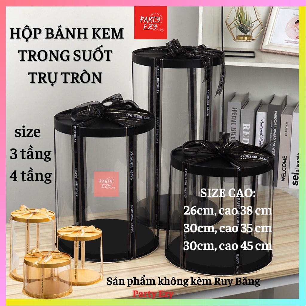 HỘP TRỤ TRÒN TRONG SUỐT ĐA DỤNG-ĐỰNG QUÀ, BÁNH KEM, GẤU BÔNG....