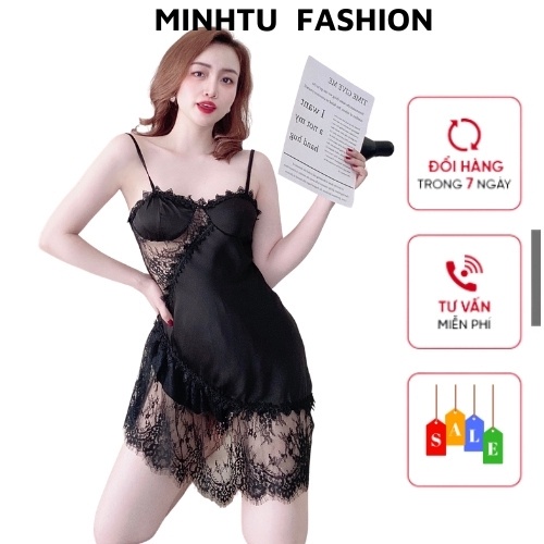 Váy Ngủ Sexy Gợi Cảm, Đầm Ngủ 2 Dây Cúp Ngực Có Mút Phối Ren Mi Kèm Quần Chất Lụa Latin Cao Cấp Phong Cách Gợi Cảm. | BigBuy360 - bigbuy360.vn