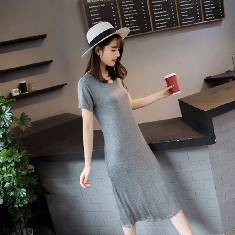 [Hình thật] Đầm thun dáng suông duyên dáng DA-102i