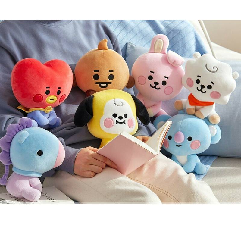 Gối ôm Gấu bông cho bé chó bông cosplay vải dãn 4 chiều cao cấp 2022 New KPOP BTS BT21 Cartoon plush soft stuffed Collection toys Children Christmas gift CHIMMY COOKY KOYA MANG RJ SHOOKY TATA