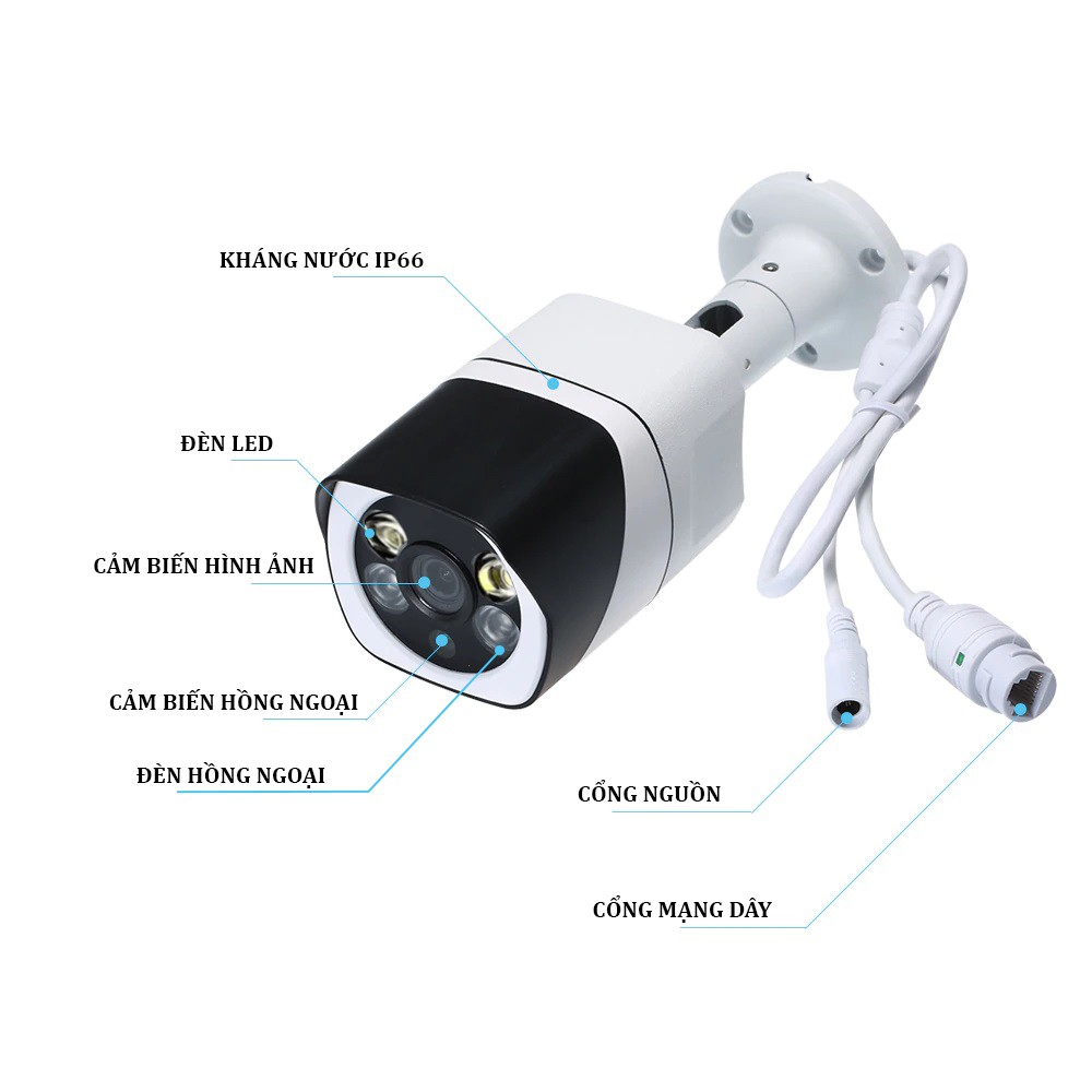 Camera Yoosee 3.0Mp s10 trong nhà ngoài trời 1920 x 1080P HD - vỏ bằng thép chống nước xem đêm có màu - tặng thẻ nhớ