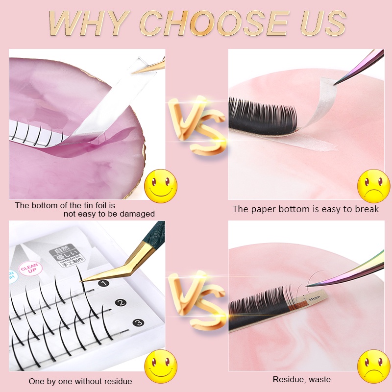 60 cụm lông mi kéo dài hình dạng một quạt cá nhân phẳng 3D mịn, chuẩn bị khối lượng lông mi mở rộng các mỹ phẩm trang điểm