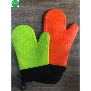 Găng tay silicon chịu nhiệt dùng trong nhà bếp 2 ngón cổ vải 28cm (1 cái)