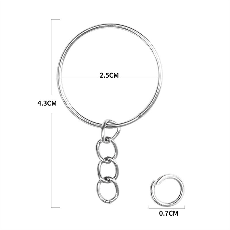 Set 50 Vòng Móc Khóa Ngắn Bằng Kim Loại Bóng 25mm Làm Trang Sức DIY