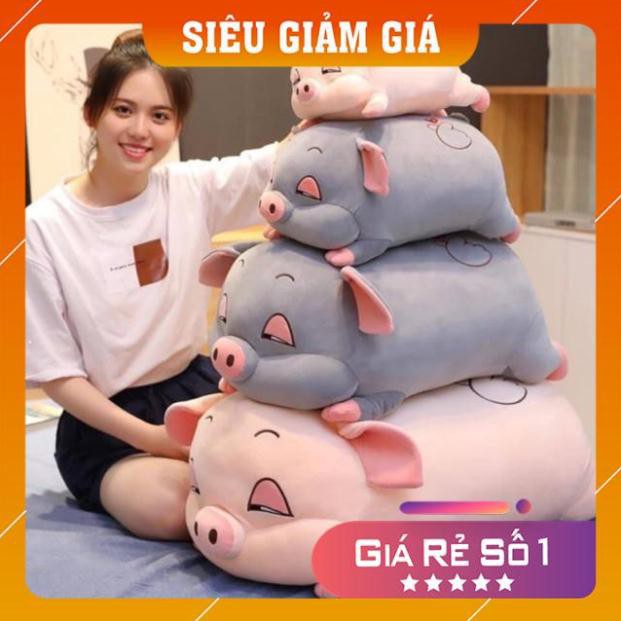 [Free Ship] Gối ôm thú nhồi bông heo béo vải nhung co giãn cao cấp