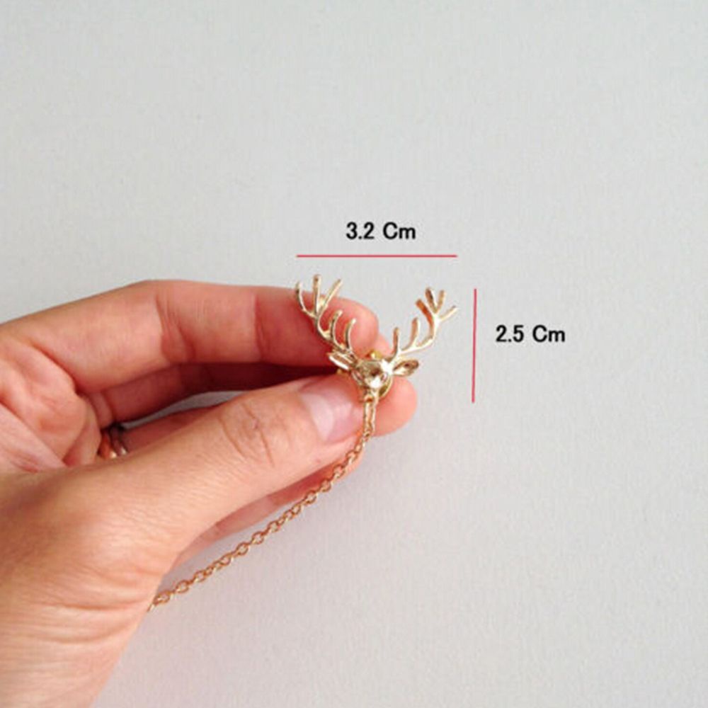 Ghim Cài Áo Hình Sừng Hươu Phối Dây Xích Đôi Thời Trang
