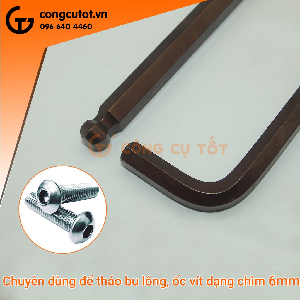 1 cây Lục giác đầu bi lẻ CROZZMAN USA chữ L xi nâu (3-6mm)