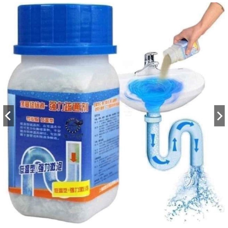 Bột thông tắc cống nắp xanh hộp vuông, đường ống nước, bồn cầu cực mạnh.VM