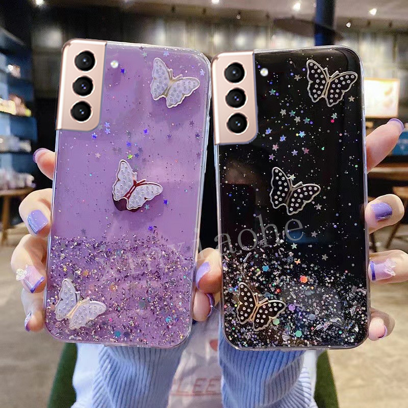 Ốp điện thoại Samsung Galaxy S21 / S21 + S21 Ultra butterfly Soft Transparent Bling Glitter Samsung Galaxy S21 Ultra cover 2021