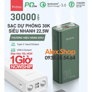🔥10.10🔥Sạc Dự Phòng Khủng Siêu Nhanh Yoobao 22,5W Đèn Pin Siêu Sáng 30000mah Du Lịch Dã Ngoại Cần Nguồn Năng Lượng Cao