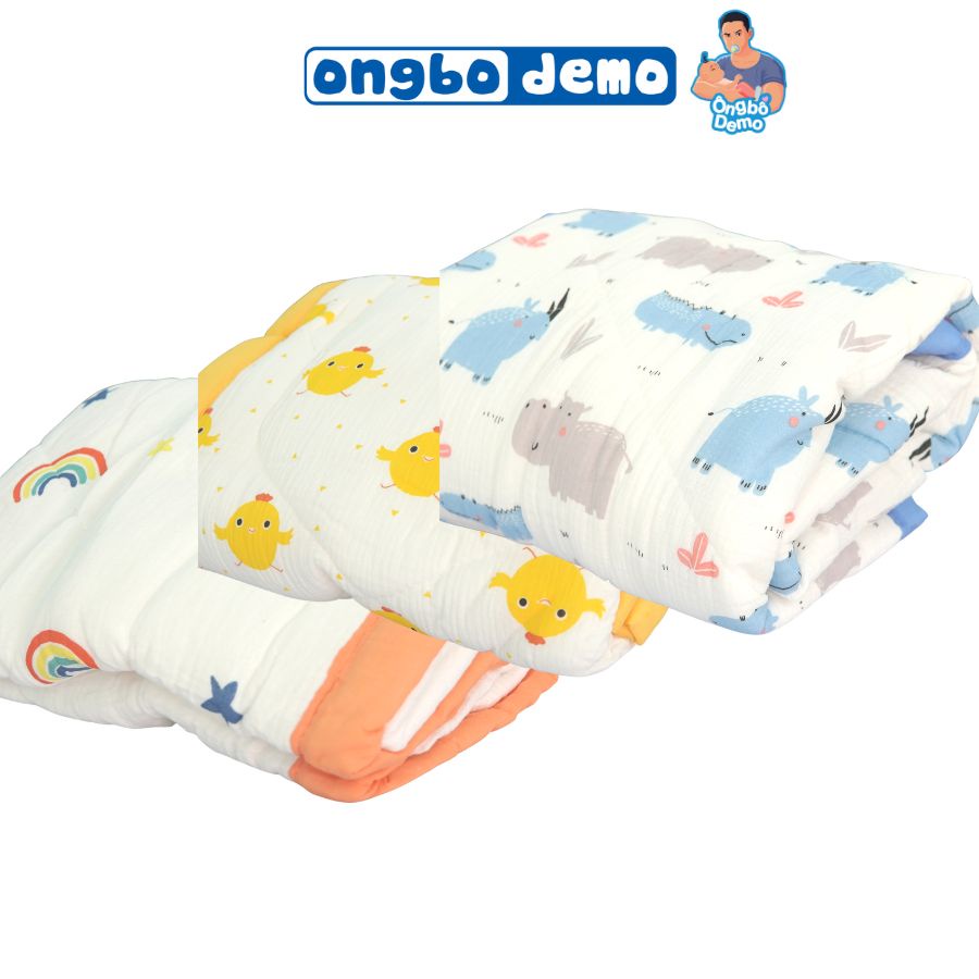 Chăn trần bông bo viền dày dặn, họa tiết ngộ nghĩnh cho bé - Ongbodemo