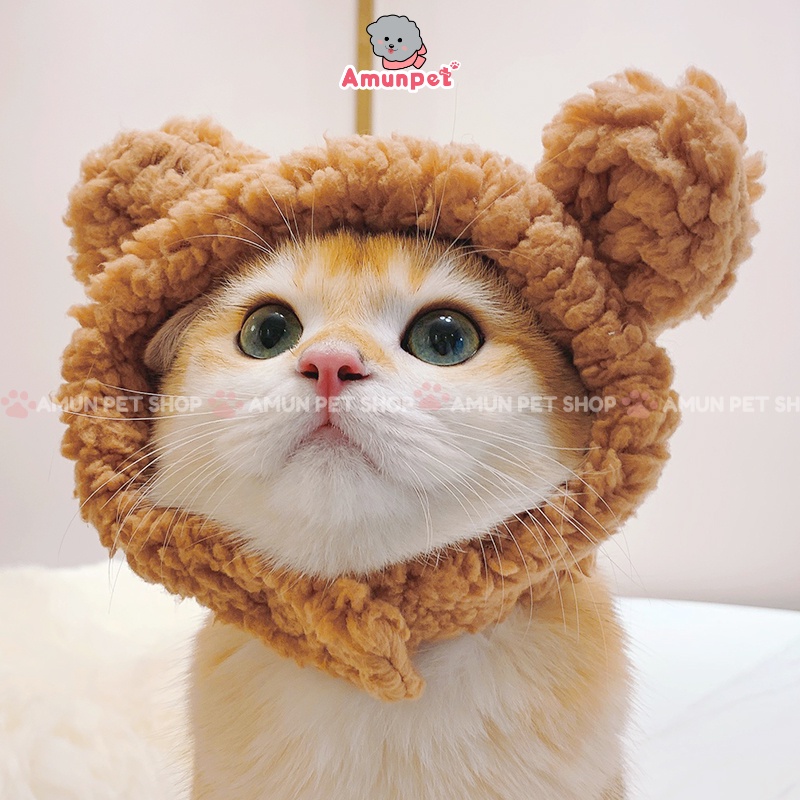 Mũ Lông Cho Thú Cưng Tai Gấu Thỏ Hoá Trang Cosplay Mũ Nón Đội Cho Chó Mèo Dễ Thương Chất Liệu Lông Cừu Cao Cấp Giá Rẻ Am