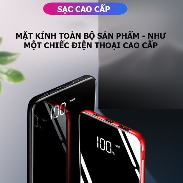 [PIN 30000MAH] SẠC NHANH - SẠC DỰ PHÒNG MẶT GƯƠNG ĐEN LCD 2020 CAO CẤP - 2 CỔNG SẠC CỰC NHANH, ĐÈN PIN SIÊU SÁNG