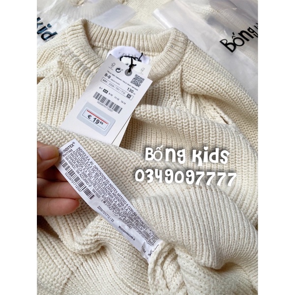 Áo Len Dáng Ngắn Bé Gái Khoét Ngực Kem Sữa ZR(cắt tag)