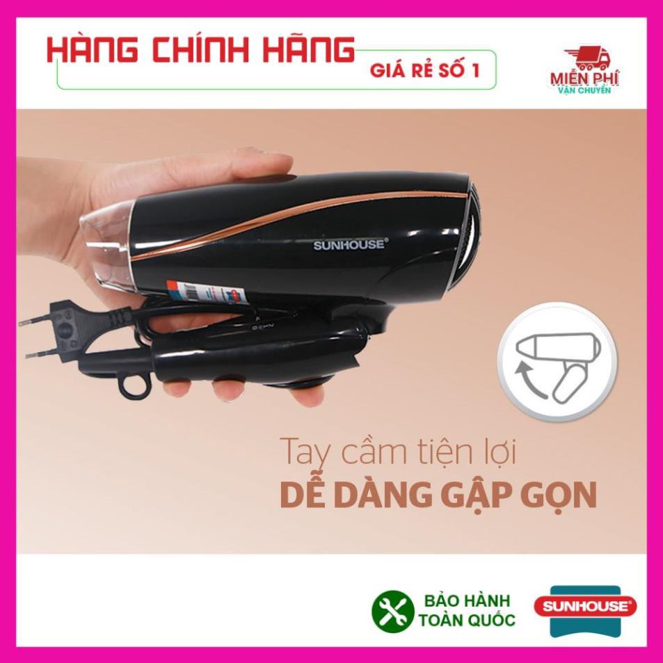 Máy sấy tóc Sunhouse SHD2306, máy sấy công suất 1200w, sấy khô nhanh, chế độ gió linh hoạt, tự động ngắt khi quá tải.