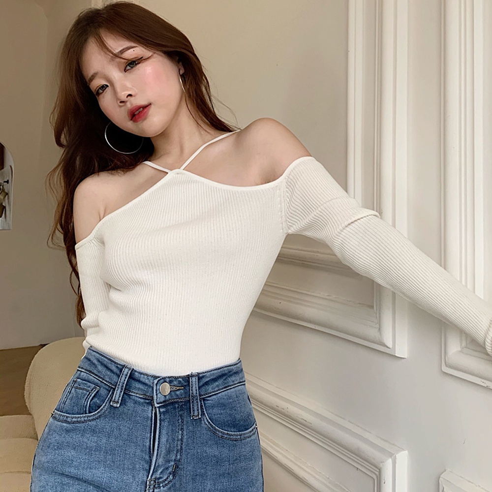 Áo Thun Trễ Vai Dài Tay Thời Trang Xuân Hè Dành Cho Nữ