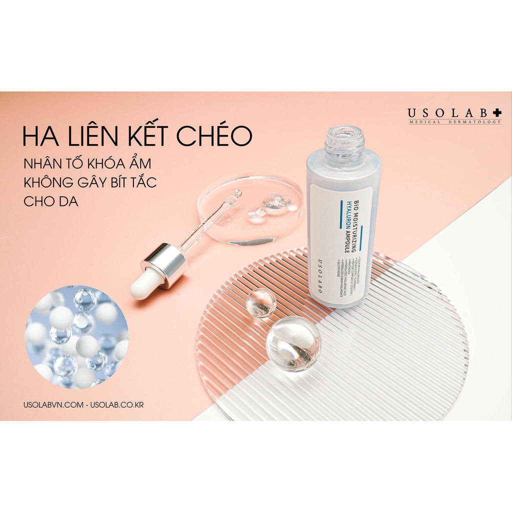 Serum HA Usolab Bio Moisturizing Hyaluron Ampoule - Tinh chất căng bóng HA thủy phân 50ml