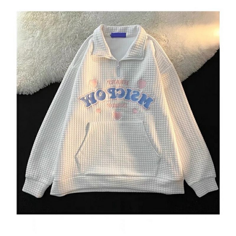 Áo sweater khóa kéo Msicrow thêu chữ 🌌