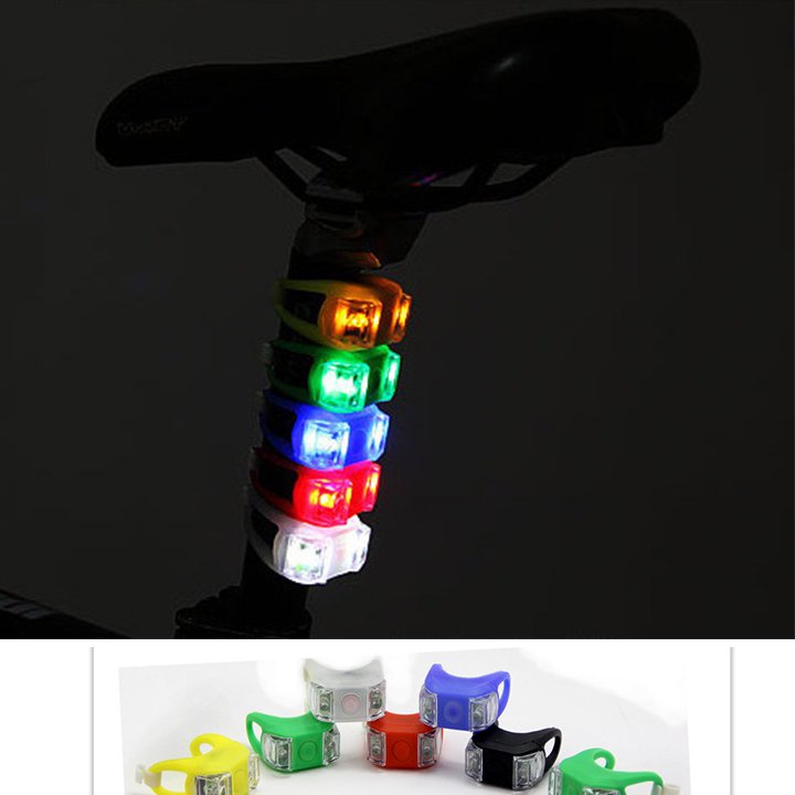 Đèn Led tín hiệu cảnh báo xe đạp bằng silicon 2 bóng led 3 chế độ nháy gắn nhiều vị trí giúp đạp xe an toàn ban đêm