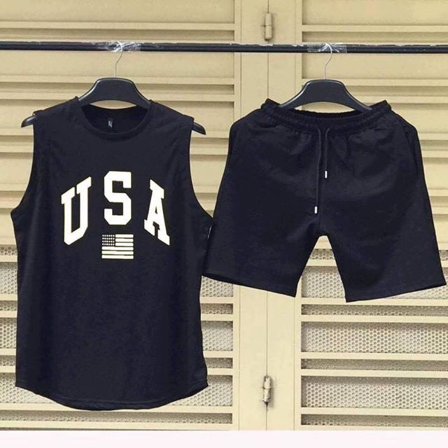 Bộ ba lỗ thể thao nam USA chất cotton lạnh 4 màu hàng cao cấp loại 1. Ảnh thật tự chụp | BigBuy360 - bigbuy360.vn