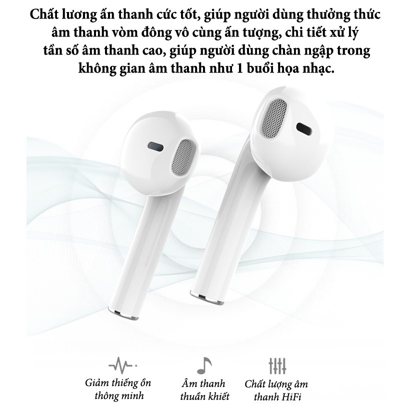 Tai Nghe Bluetooth i12 5.0 Cảm Ứng Cực Nhạy Tăng Chỉnh Âm Lượng - Bảo Hành 12 Tháng Lỗi 1 Đổi 1