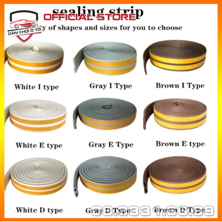 Combo 10m Ron cao su chữ D, E, I cách âm cửa gỗ, ron giảm chấn, gioăng cao su,cao su giảm trấn cách âm cửa nhựa cửa nhôm
