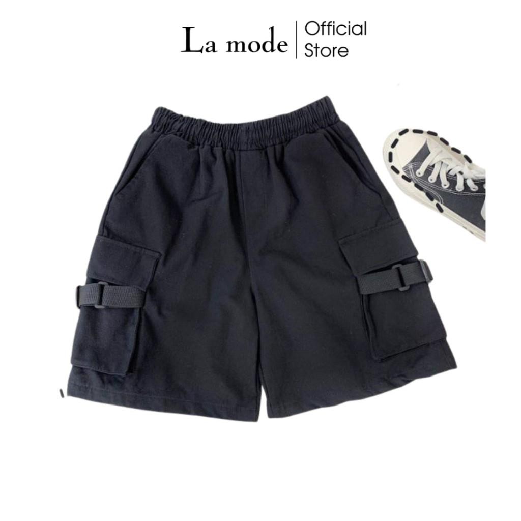 Quần Short Kaki Lửng Nam Nữ Thun Đen Unisex - La mode