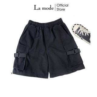 Quần Short Kaki Lửng Nam Nữ Thun Đen Unisex - La mode