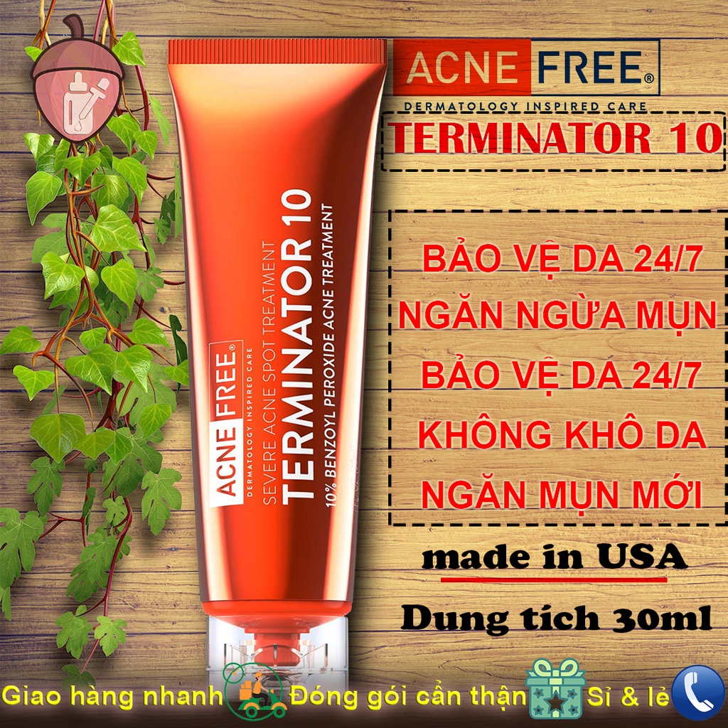 KEM CHẤM MỤN ACNEFREE TERMINATOR 10 ACNE SPOT TREATMENT WITH 10% MAXIMUM STRENGTH BENZOYL PEROXIDE (30ML)