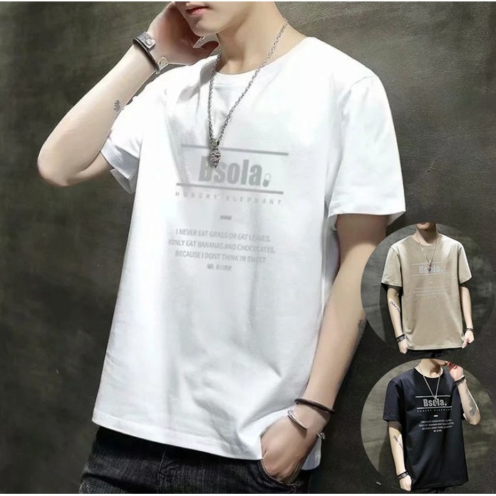 Triple A💕Korean version of the 2021 new short-sleeved T-shirt men's trend slim bottoming shirt youth plus size round neck t-shirt trend