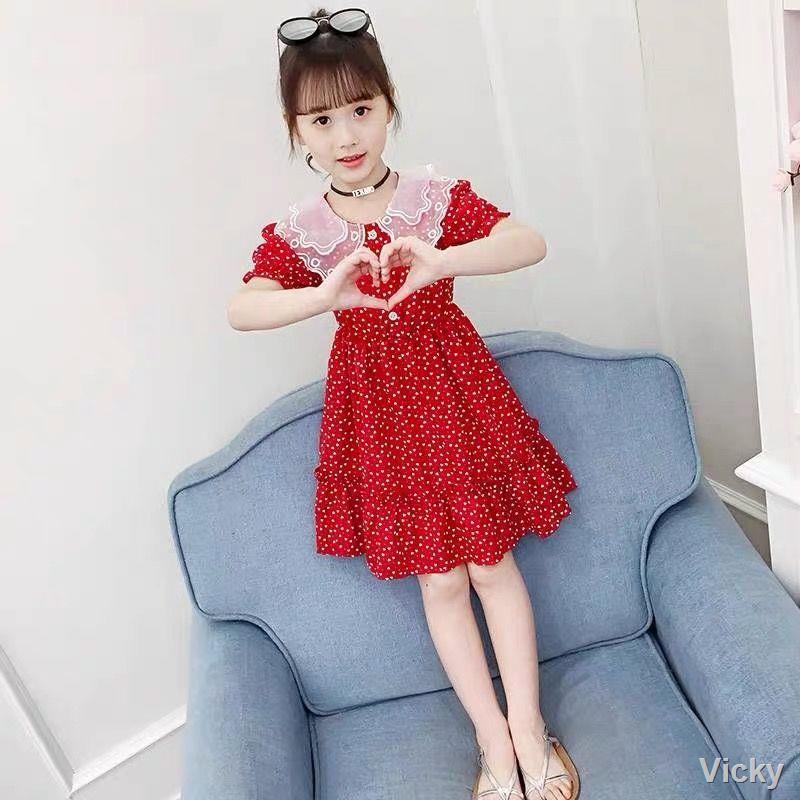 🌈Thời Trang Trẻ Em🌈Váy bé gái hè 2021 kiểu mới kiểu hàn quốc siêu tây váy công chúa trẻ em váy voan lưới màu đỏ đô