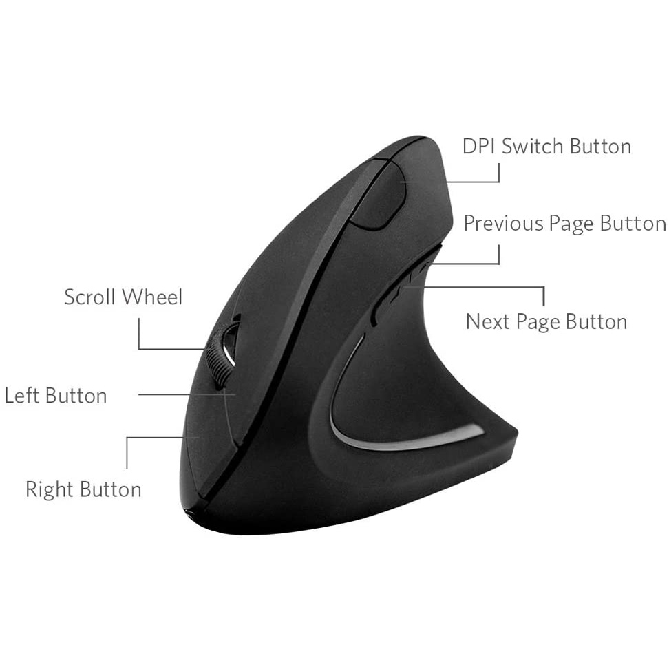 [Brand New] CHUỘT DỌC/CÔNG THÁI HỌC (không dây) Anker 2.4G Wireless Vertical Ergonomic Optical Mouse, 5 NÚT - MÀU ĐEN