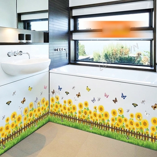 [ĐƠN 200K TẶNG QUÀ SIÊU YÊU]-Decal dán tường LUVINA trang trí phòng khách,phòng ngủ -Chân tường hoa hướng dương