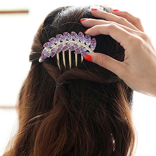 Lược Cài Tóc Hình Chiếc Lá Đính Đá Sang Trọng